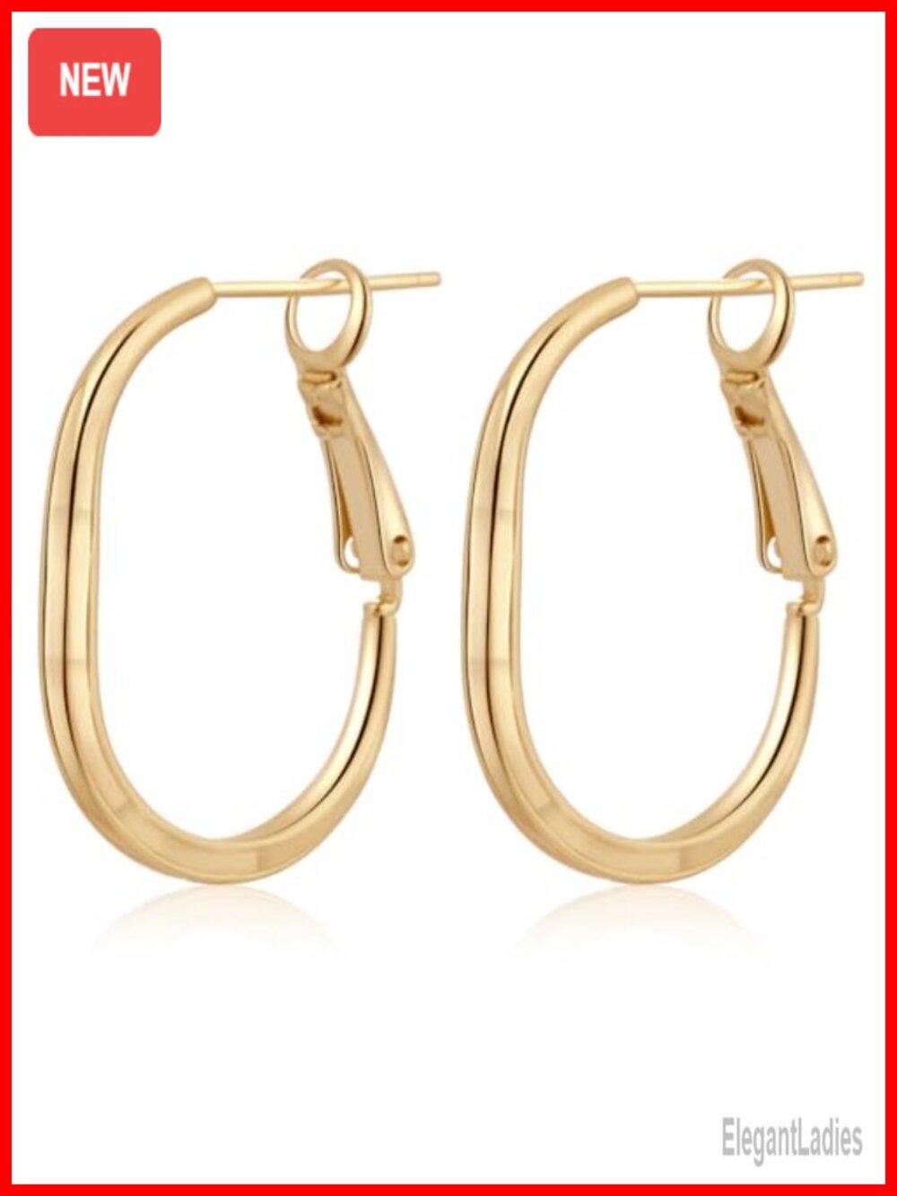 14K Gold Filled Rectangle Hoop Earrings Hypoallergenic Lightweight Small